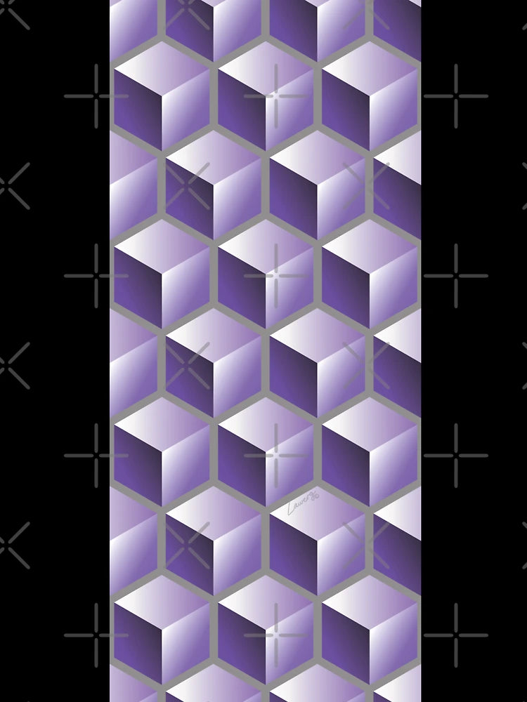 3D PURPLE CUBE GEOMETRIC PATTERN on GRAY Background (v1PURPLE on GRAY) ©