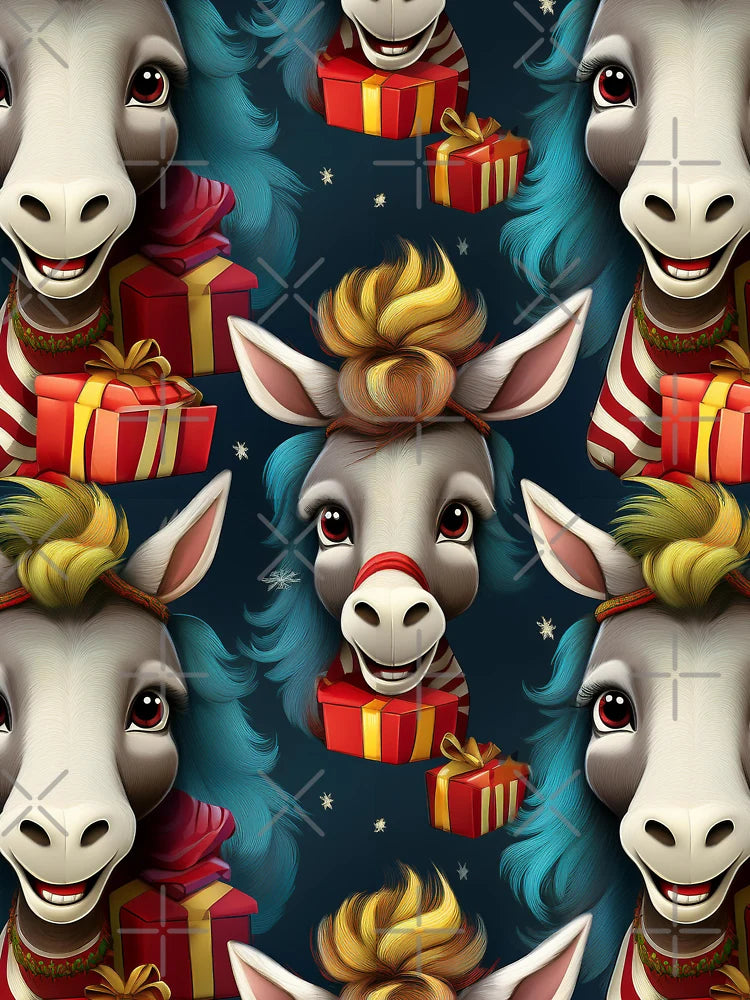 A Drove of Donkeys: A busy pattern featuring a drove of donkeys with gifts.