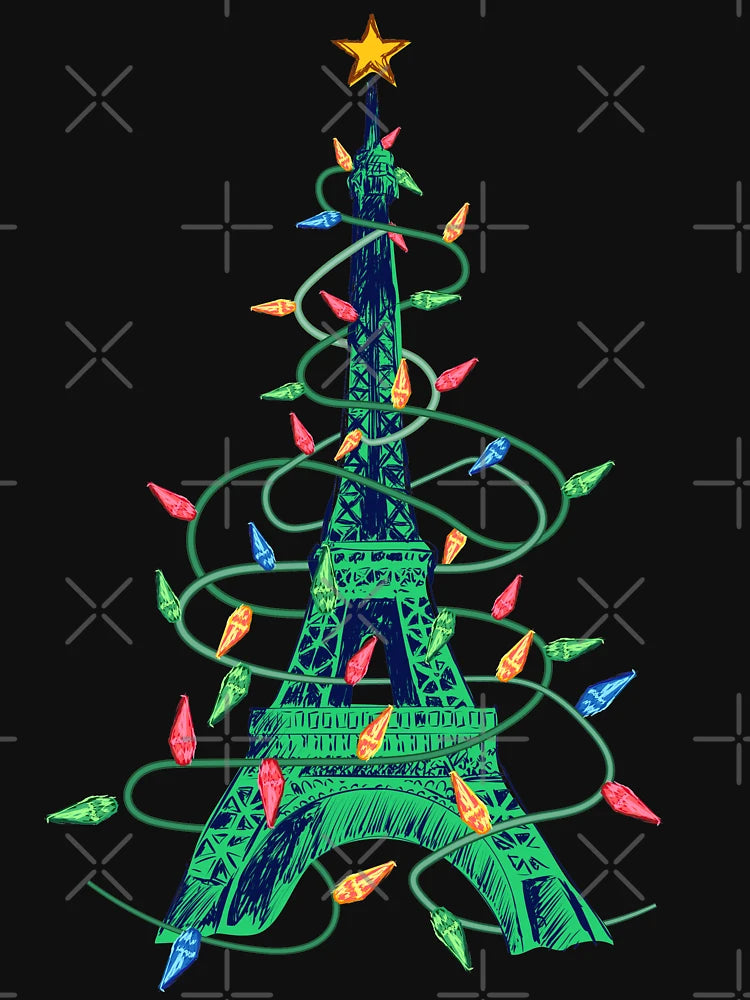 Eiffel Tower Christmas Tree Merry Christmas