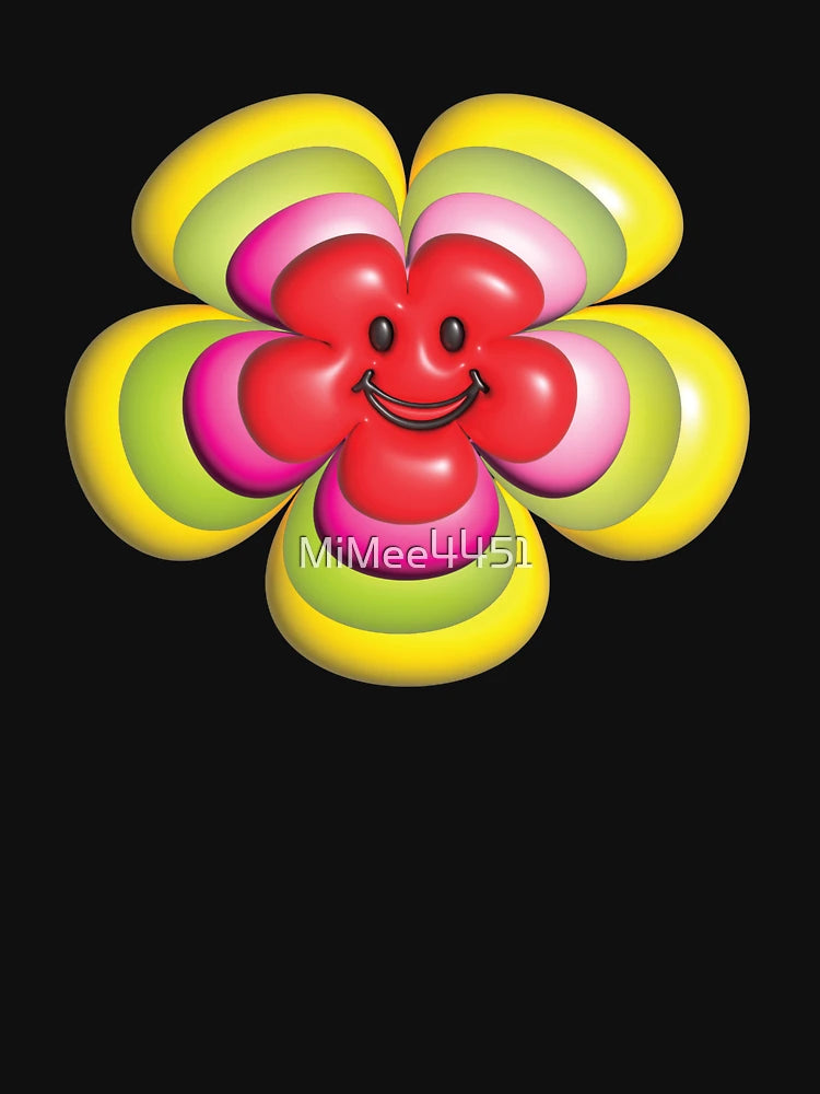 3d flower smiley face, multi-layered flowers.