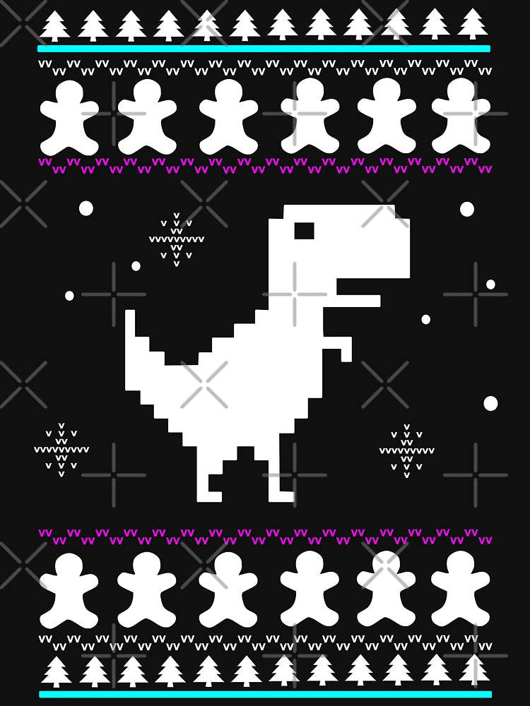 8-Bit Dinosaur Christmas Jumper, Dino Xmas Ugly Sweater