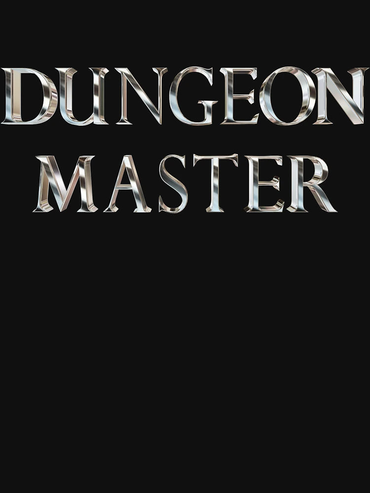 Dungeon Master in chrome 3D letters