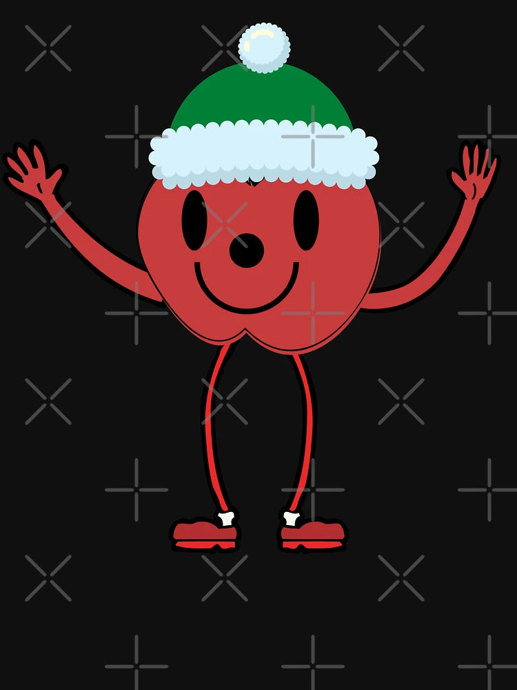 Funny Apple in a Christmas hat