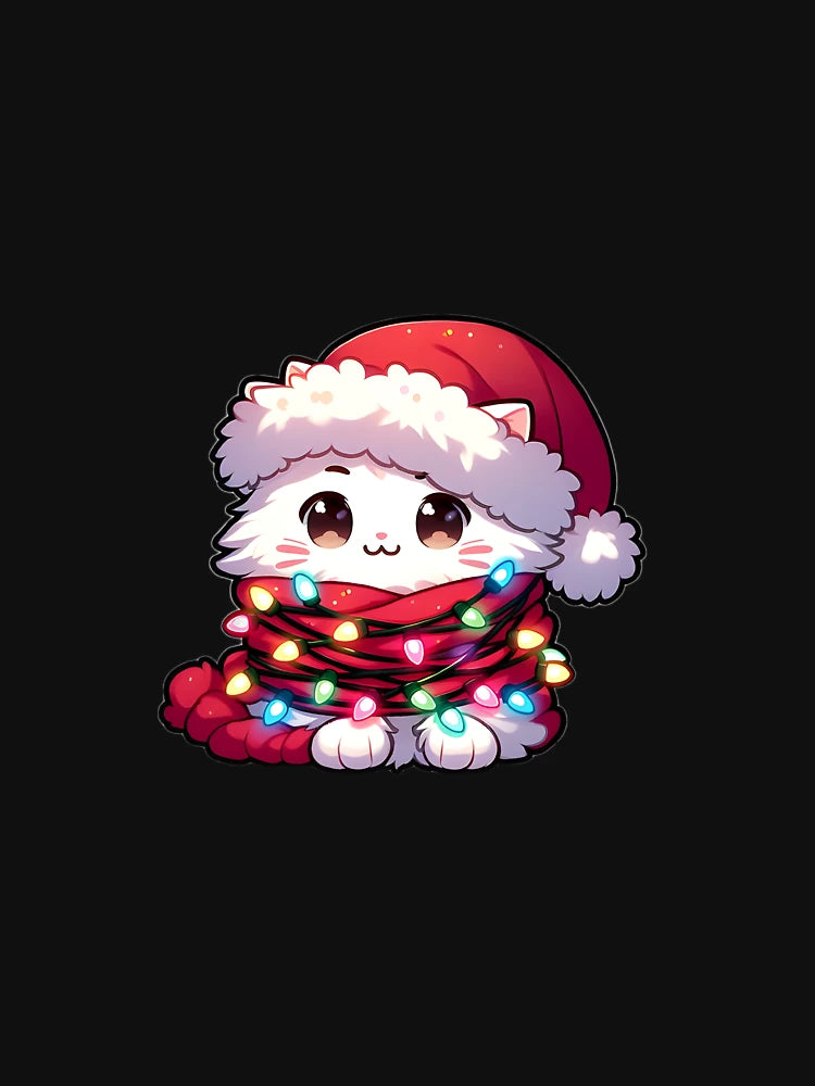 Luminous Feline Finesse: White Cat Christmas Tree Lights