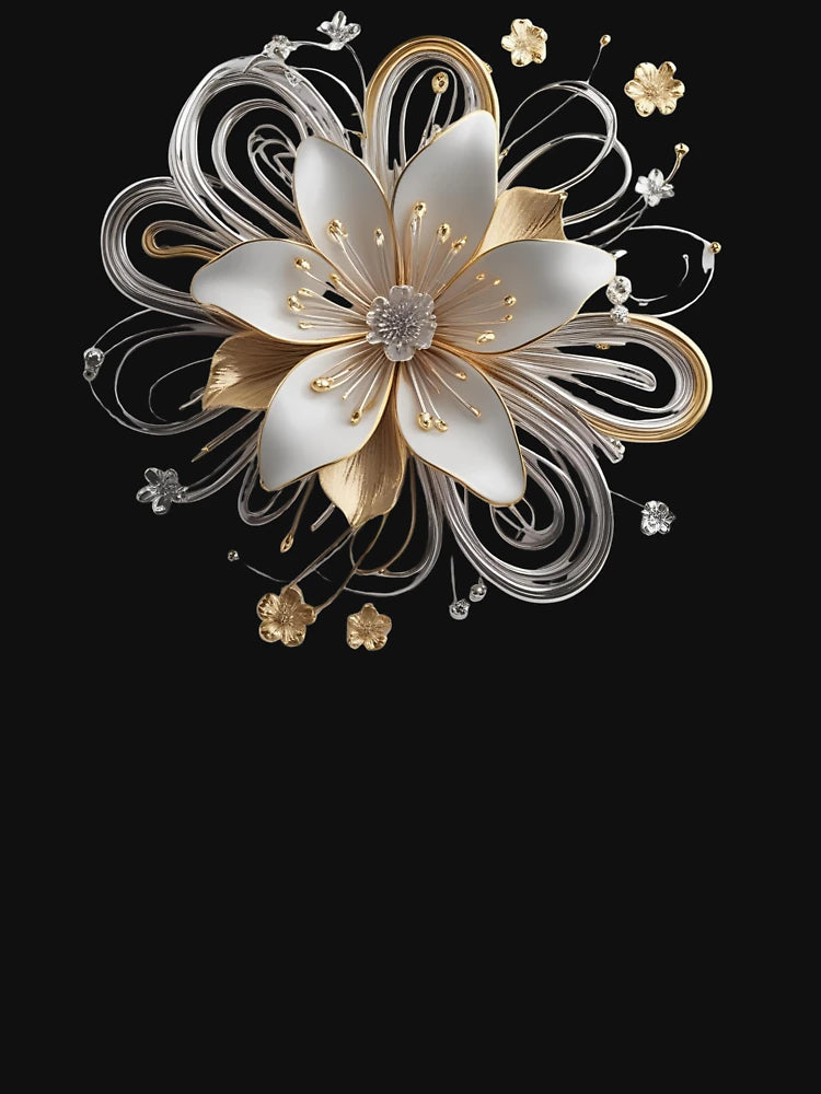 3D bursting white and gold flower