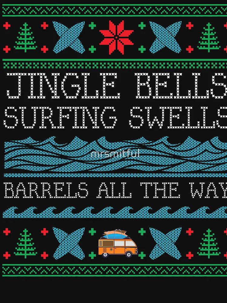 Funny Christmas Surfing Surf Board Ugly Christmas Xmas