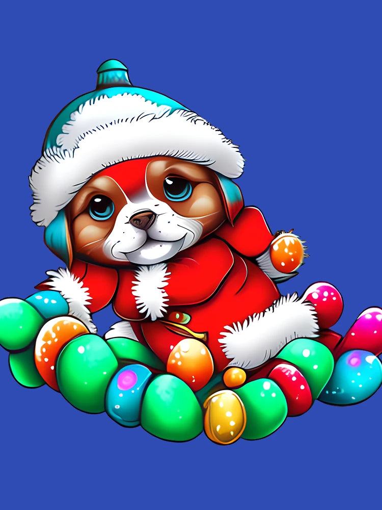 FESTIVE CUTE PUPPY COLORFUL.
