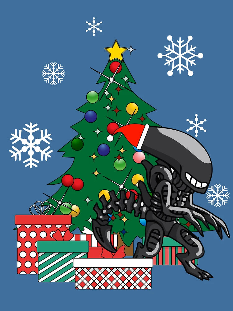 Alien Xenomorph Around The Christmas Tree