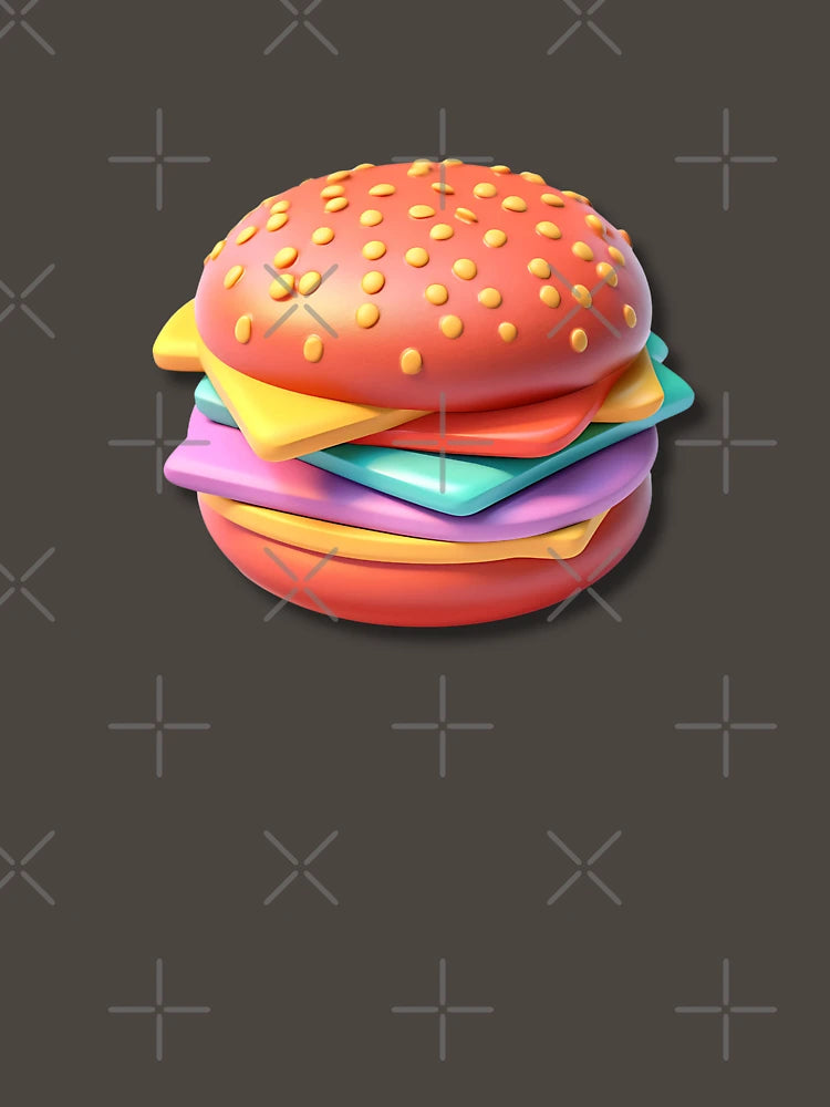 A COLORFUL 3D HAMBURGER