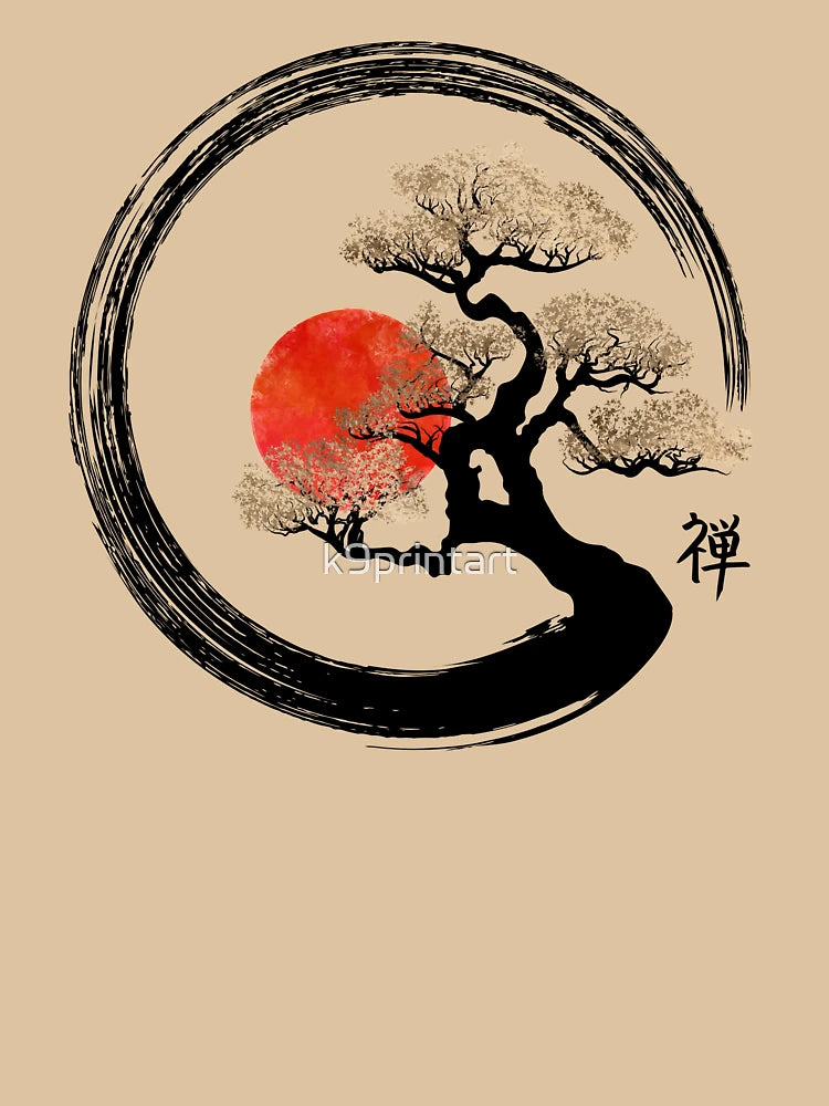Enso Circle and Bonsai Tree on Canvas