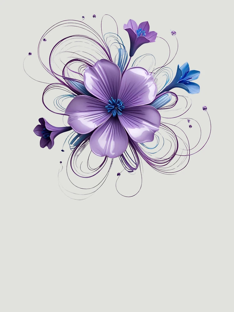 3D delicate purple & blue flower