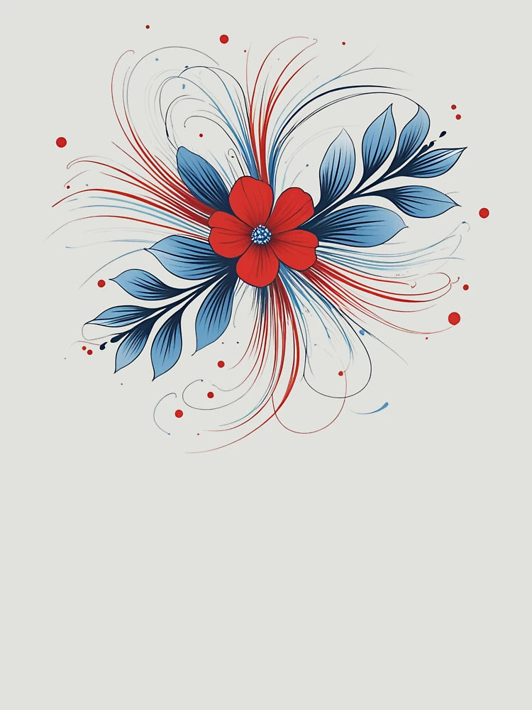 3D delicate blue & red flower