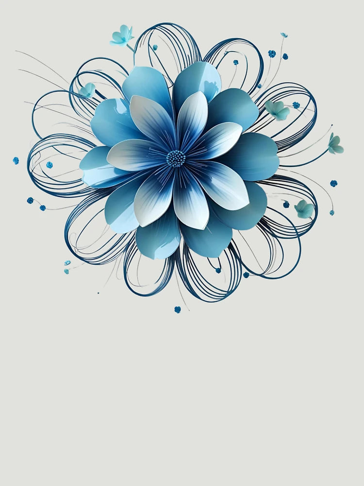 3D delicate baby blue flower