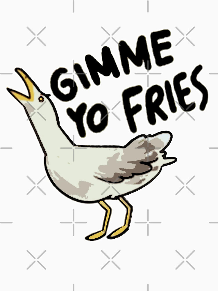 Gimme Yo Fries, Funny Sticker, Seagull Sticker, Bird Seagull Beach Summer Vibe Decal
