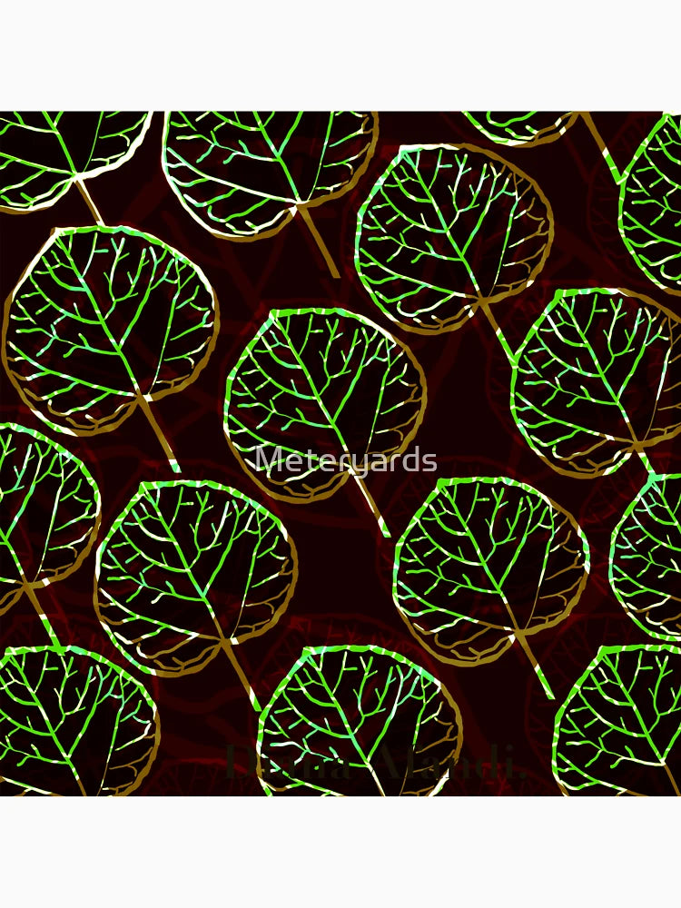 3D dark round leaf semi abstract art.