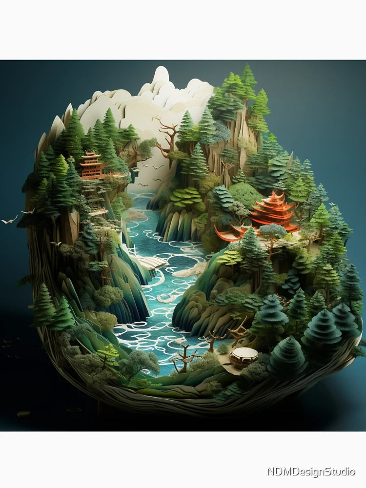 3D Ancient Asian Landscape Art