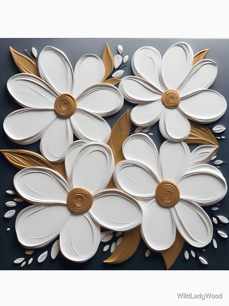 3D flowers, white