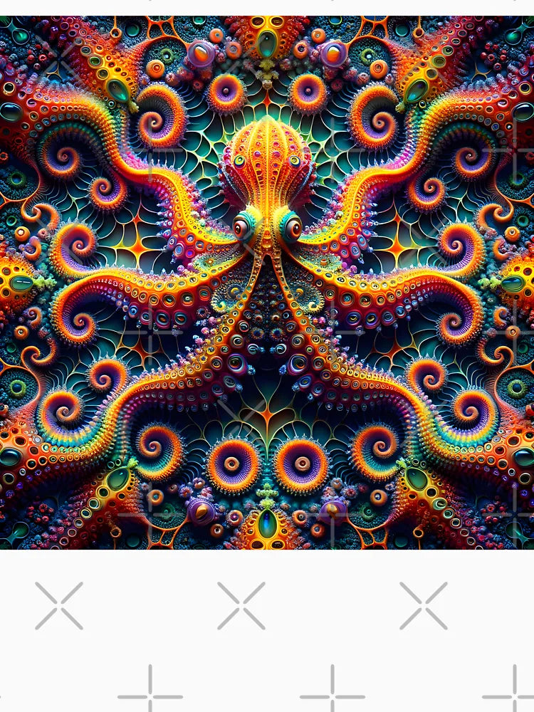 A.I. Psychedelic Fractal Octopus 0004 FunFractals ChromaDepth 3D
