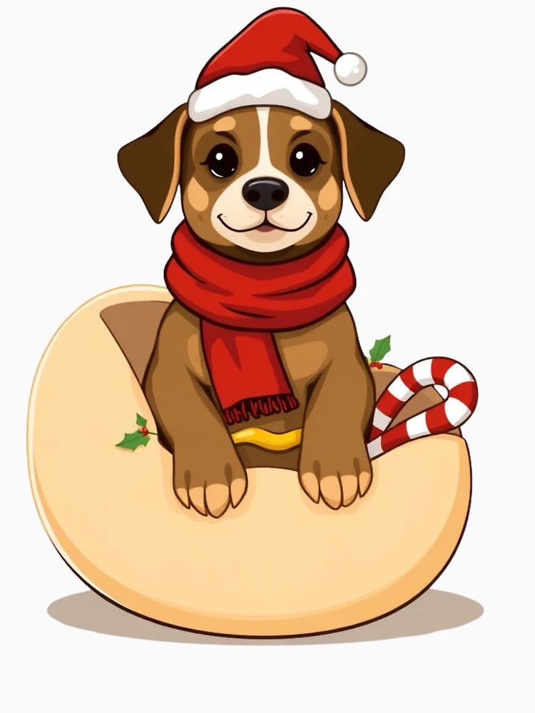 3D Dog in Bun – Festive Hot Dog Christmas Look