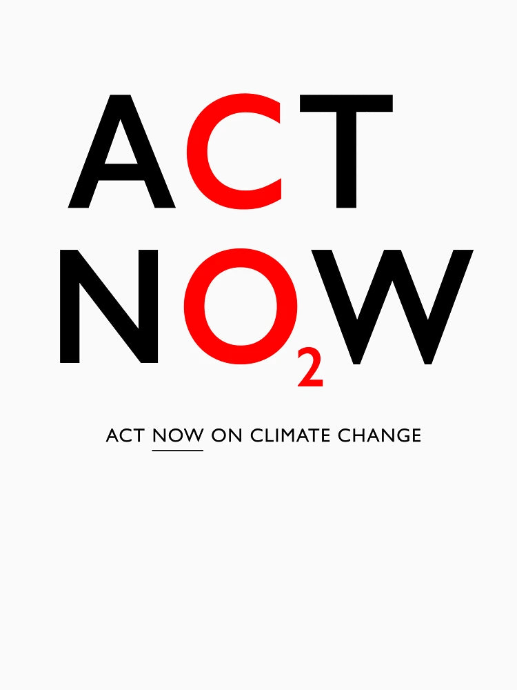ACT NOW ON CO2: The Original (Black & Red Gill Sans Text) on White