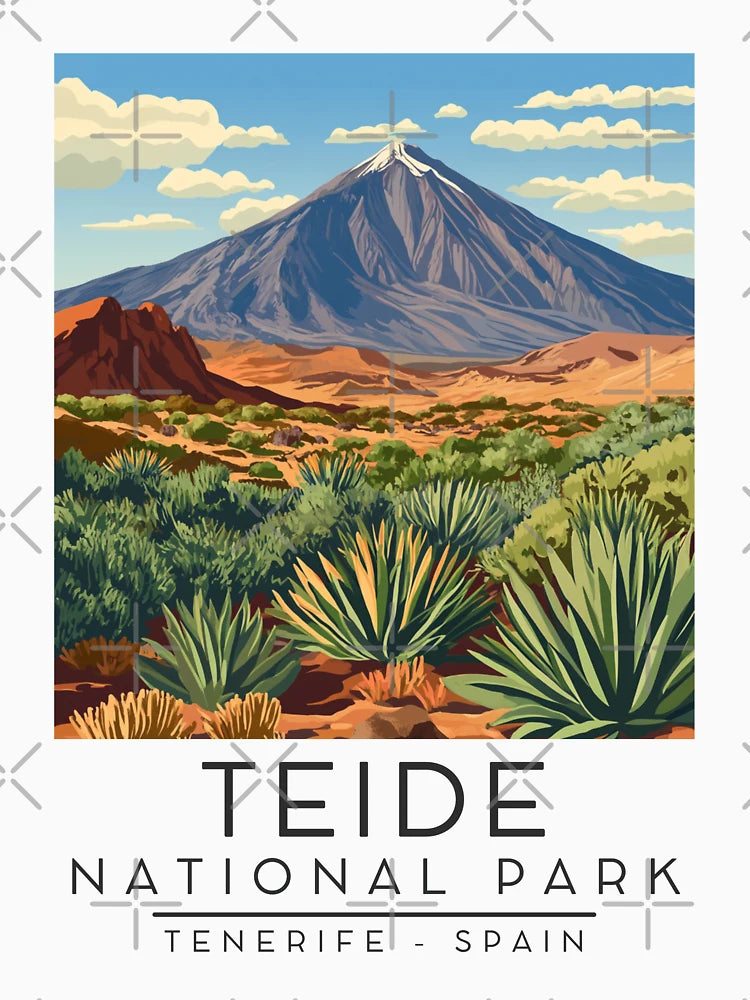 A Vintage Illustration of Teide National Park - Tenerife - Spain