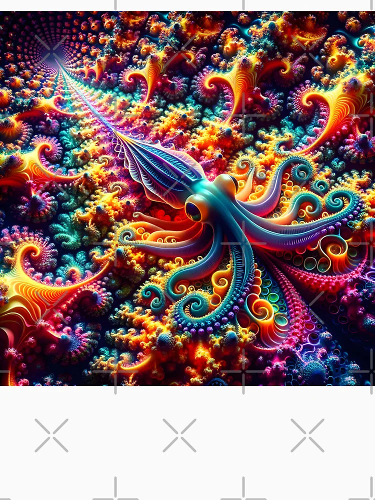 A.I. Psychedelic Fractal Squid 0001 FunFractals ChromaDepth 3D