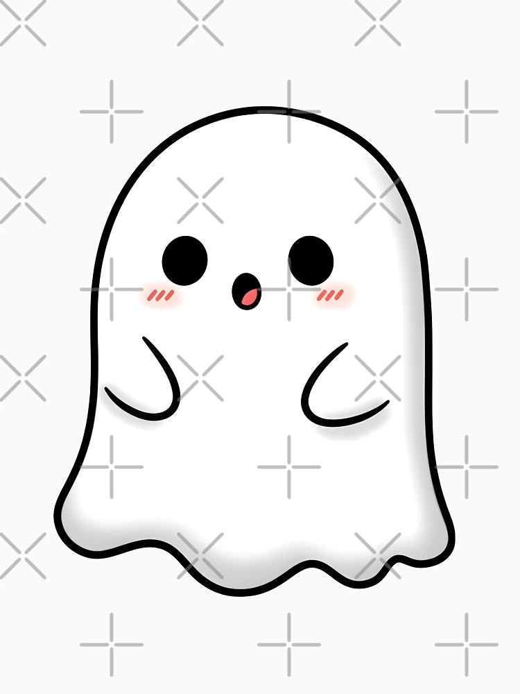 Adorable Cartoon Ghost With Blushed Cheeks