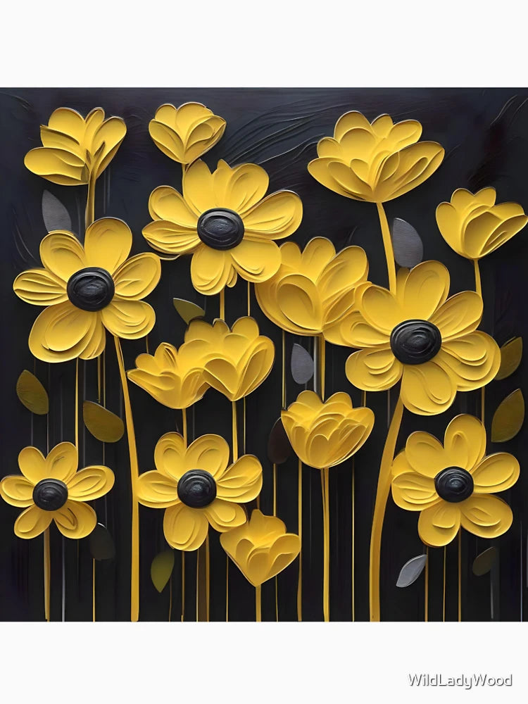3D flowers, yellow
