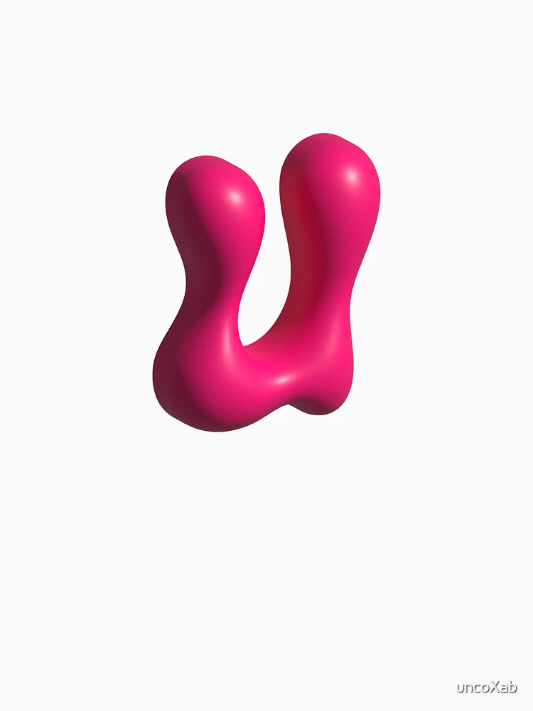 3D Pink Jelly Letter U – Glossy Bubble Alphabet Art
