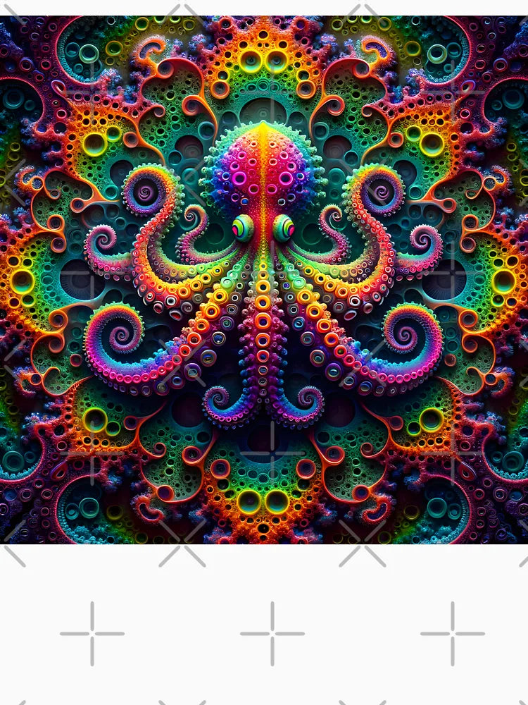 A.I. Psychedelic Fractal Octopus 0002 FunFractals ChromaDepth 3D