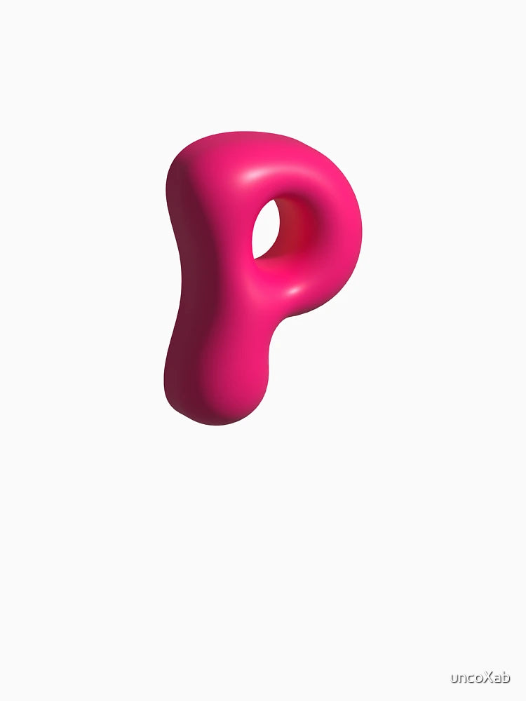 3D Pink Jelly Letter P – Glossy Bubble Alphabet Art