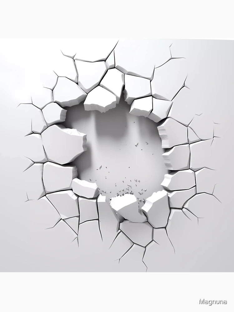 3D The Hole in a Wall With Crack