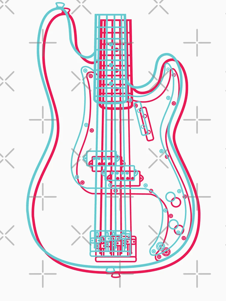 3D P-Style Bass Guitar Body Outline