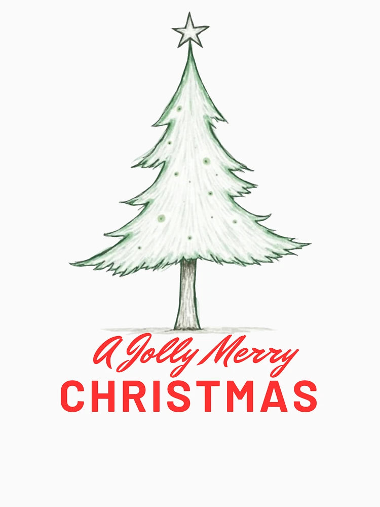A Jolly Merry Christmas - Classic Star-Topped Christmas Tree T-Shirt