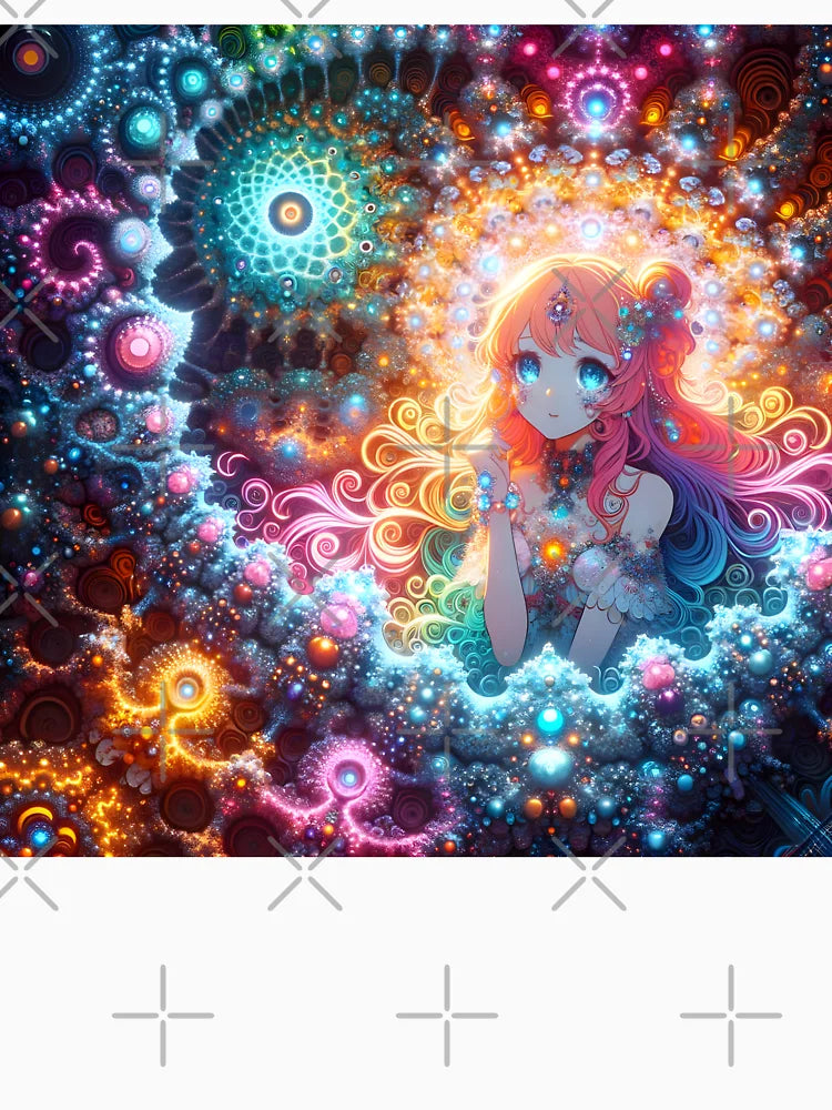 A.I. Psychedelic Fractal Anime Girl 8K 0028 FunFractals ChromaDepth 3D