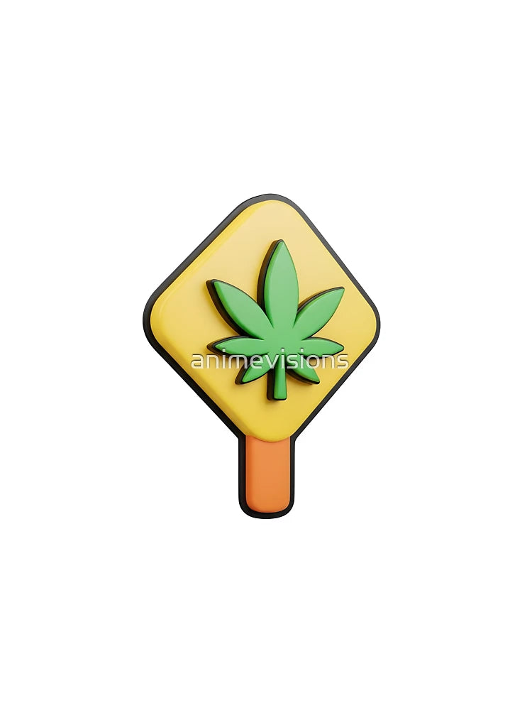 3D model cartoonish pot leaf sign