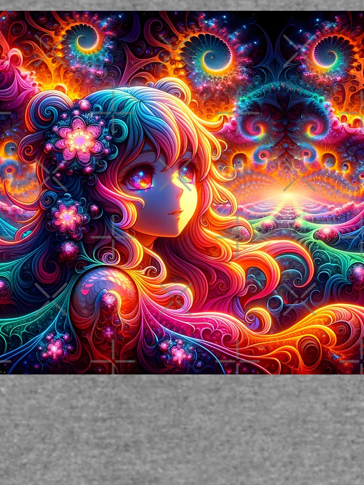 A.I. Psychedelic Fractal Anime Girl 8K 0023 FunFractals ChromaDepth 3D