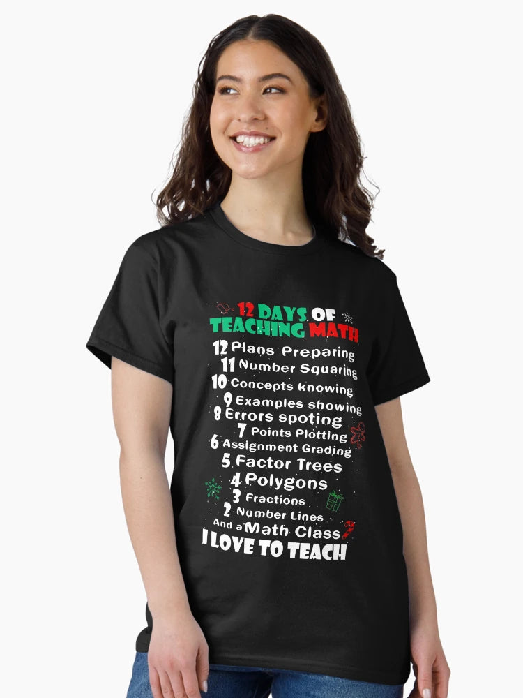 12 Days of Math T Shirt for Teacher Merry Christmas Shirt