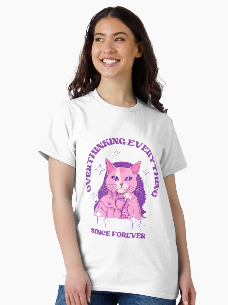 Overthinking Feline in Pink and Purple