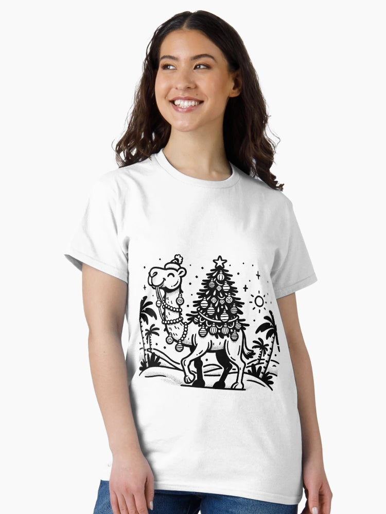 Festive Camel Caricature - Retro Desert Christmas Design
