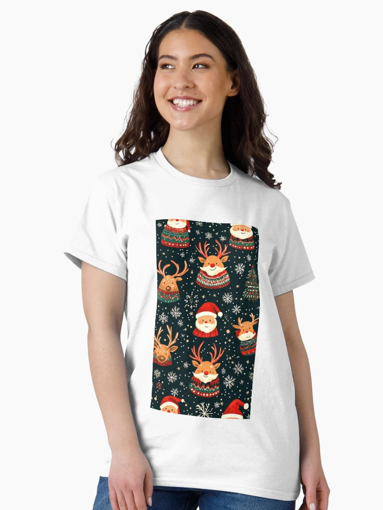 Festive Christmas Pattern with Santa and Reindeer
