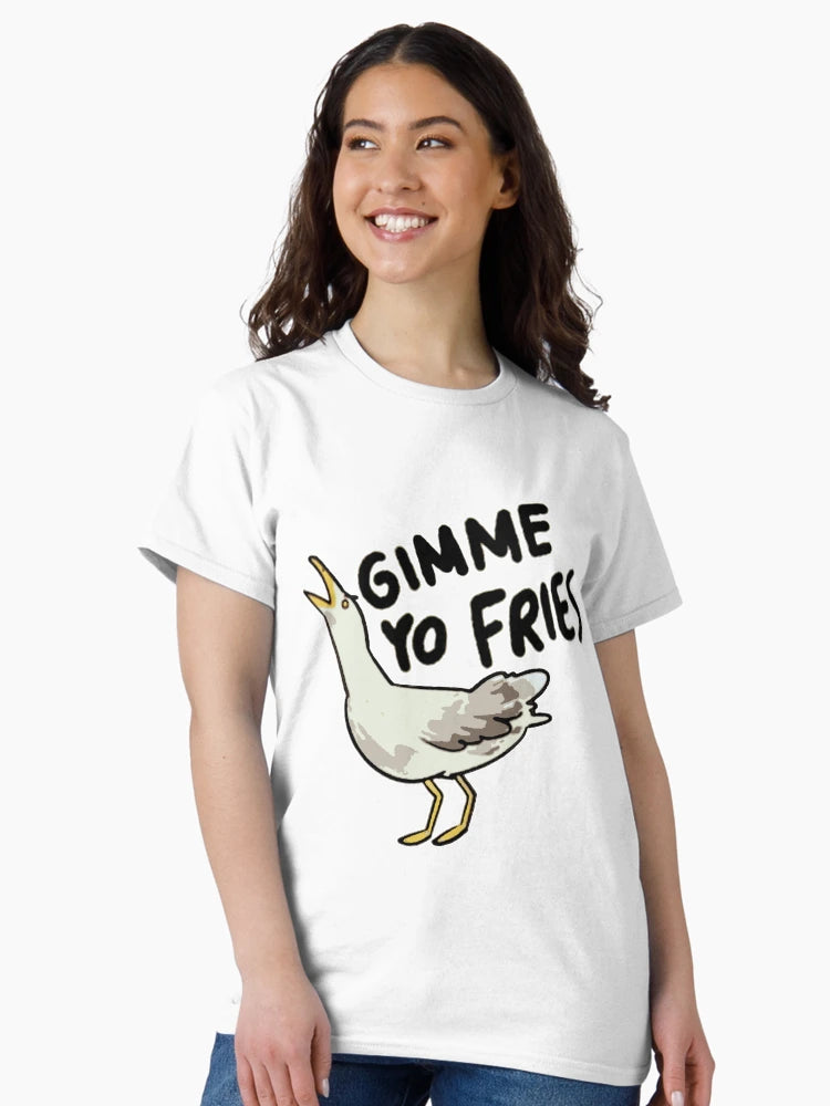 Gimme Yo Fries, Funny Sticker, Seagull Sticker, Bird Seagull Beach Summer Vibe Decal