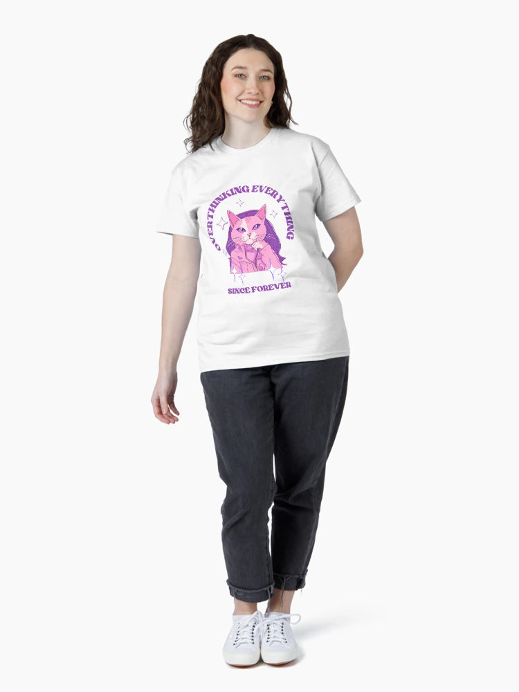 Overthinking Feline in Pink and Purple