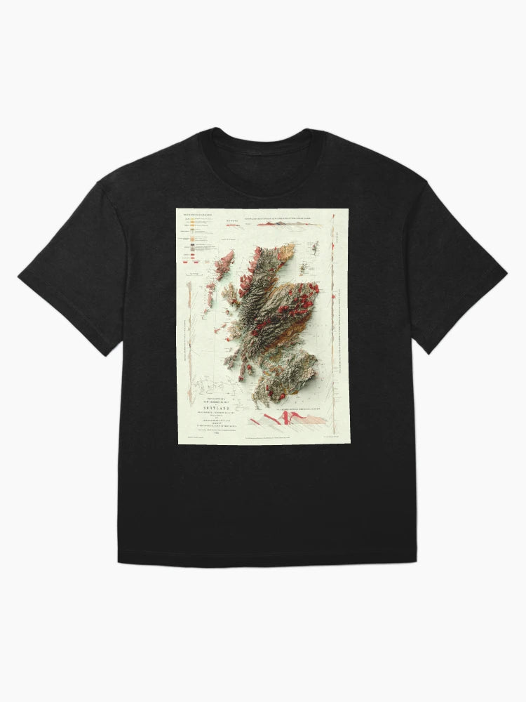 1865 Scotland Geological Relief Map digitally-rendered