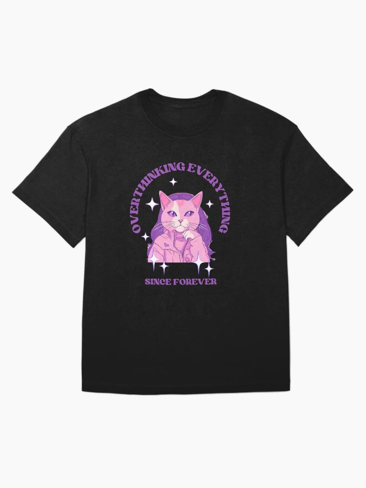 Overthinking Feline in Pink and Purple