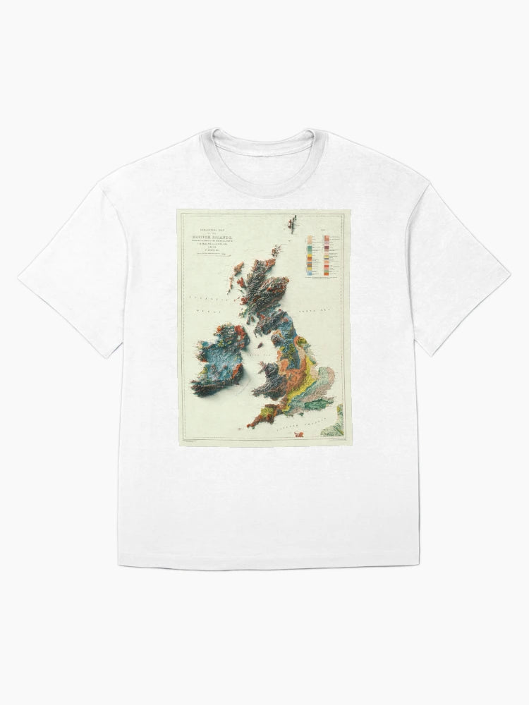 1912 3D Ireland, British Islands and England Geological Relief Map digitally rendered