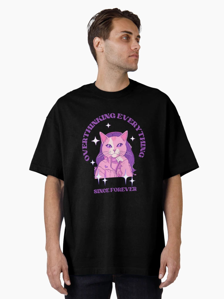 Overthinking Feline in Pink and Purple