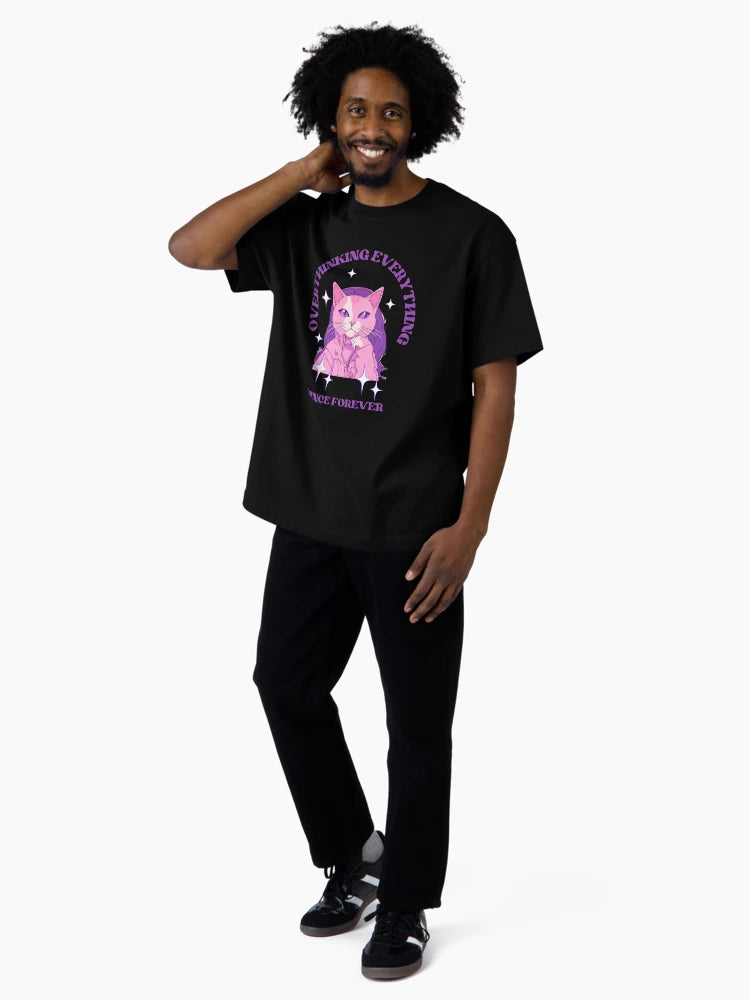 Overthinking Feline in Pink and Purple