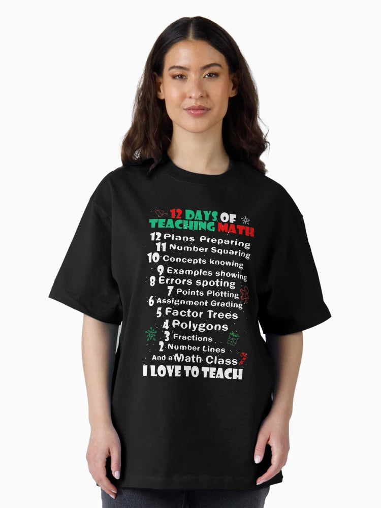12 Days of Math T Shirt for Teacher Merry Christmas Shirt
