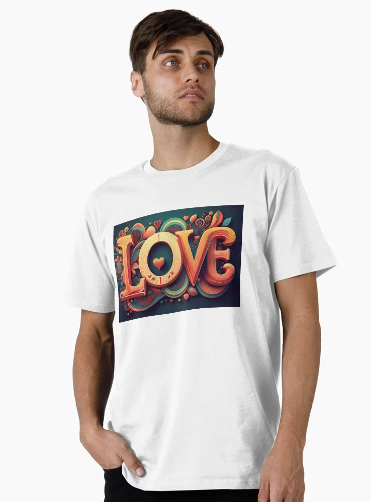 1960's style LOVE design orange and turquoise.